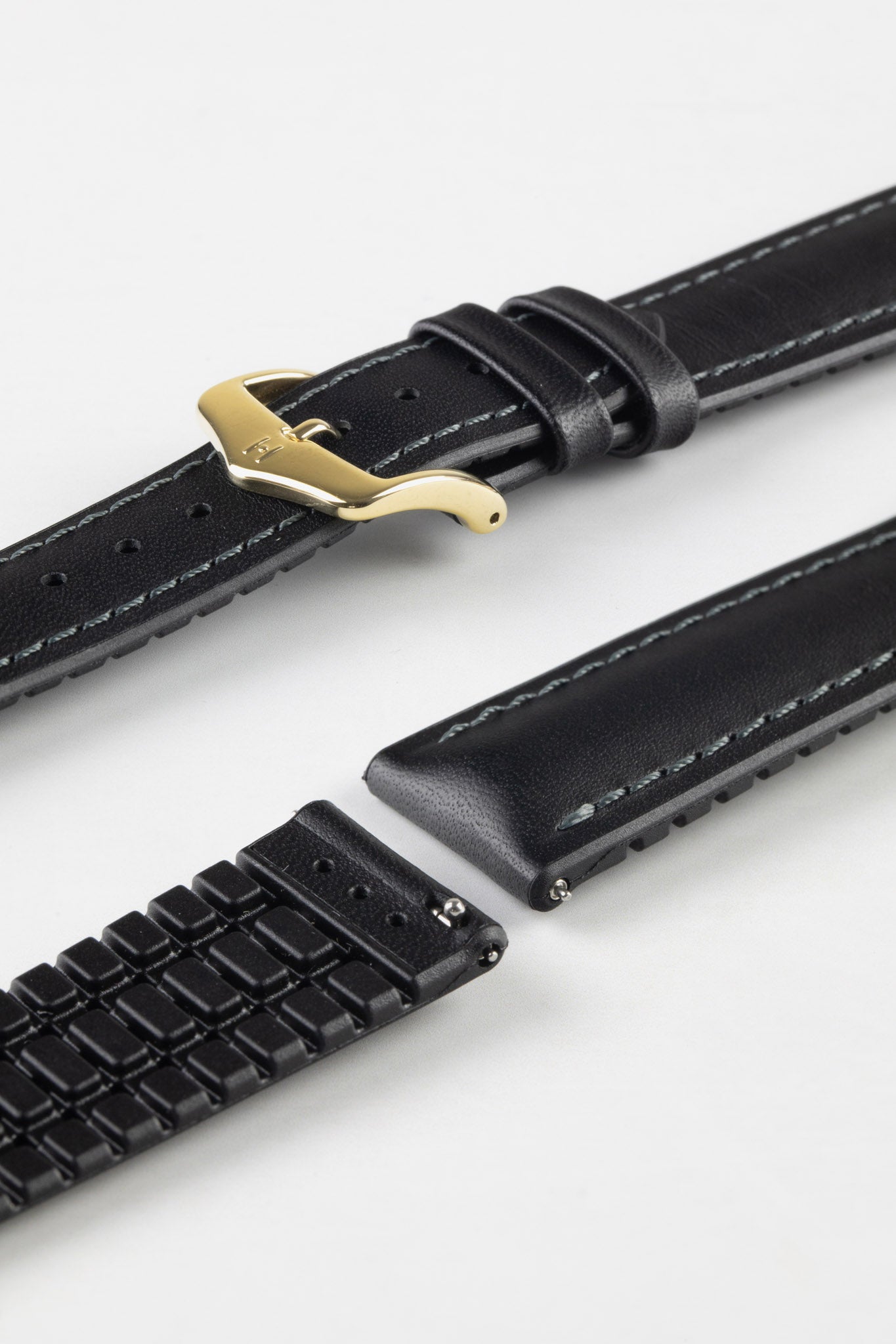 Hirsch JAMES Calf Leather Performance Watch Strap in BLACK