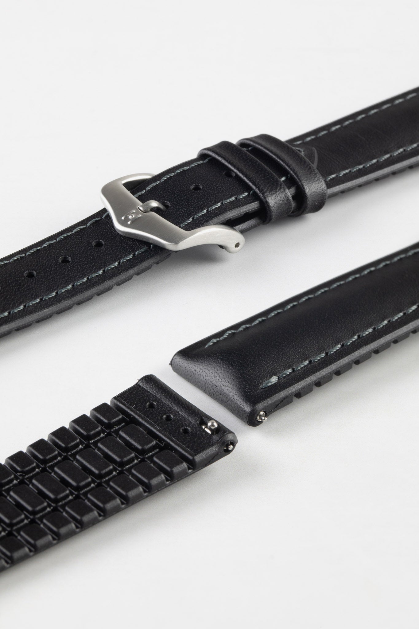 Hirsch JAMES Calf Leather Performance Watch Strap in BLACK