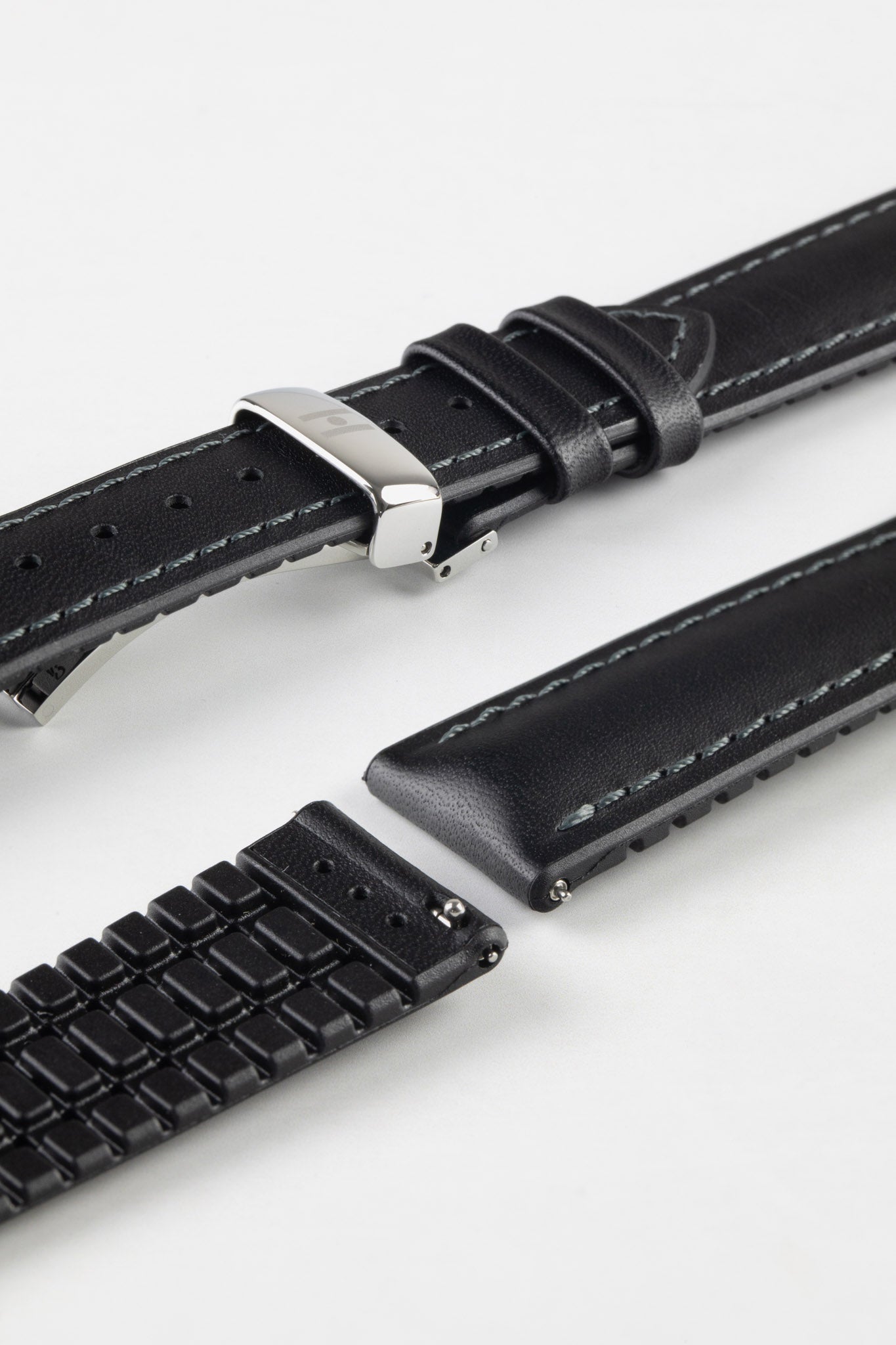 Hirsch JAMES Calf Leather Performance Watch Strap in BLACK