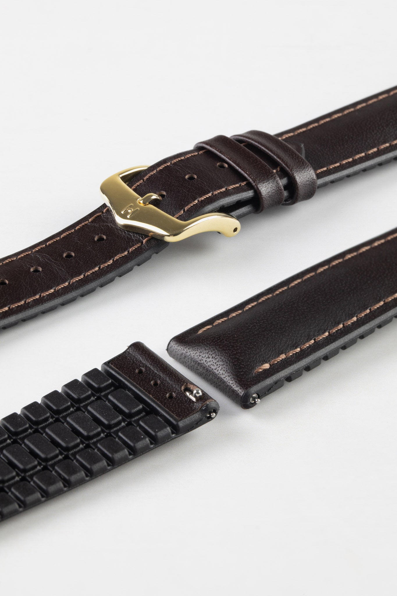 Hirsch JAMES Calf Leather Performance Watch Strap in BROWN