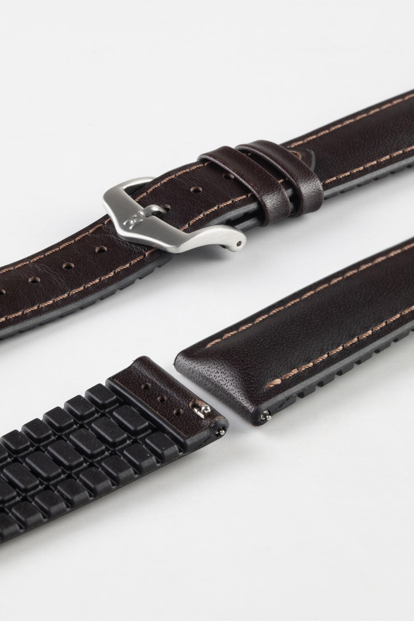 Hirsch JAMES Calf Leather Performance Watch Strap in BROWN