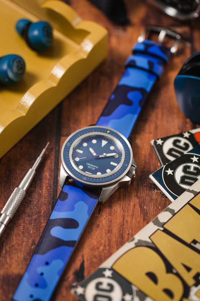 blue rubber watch strap