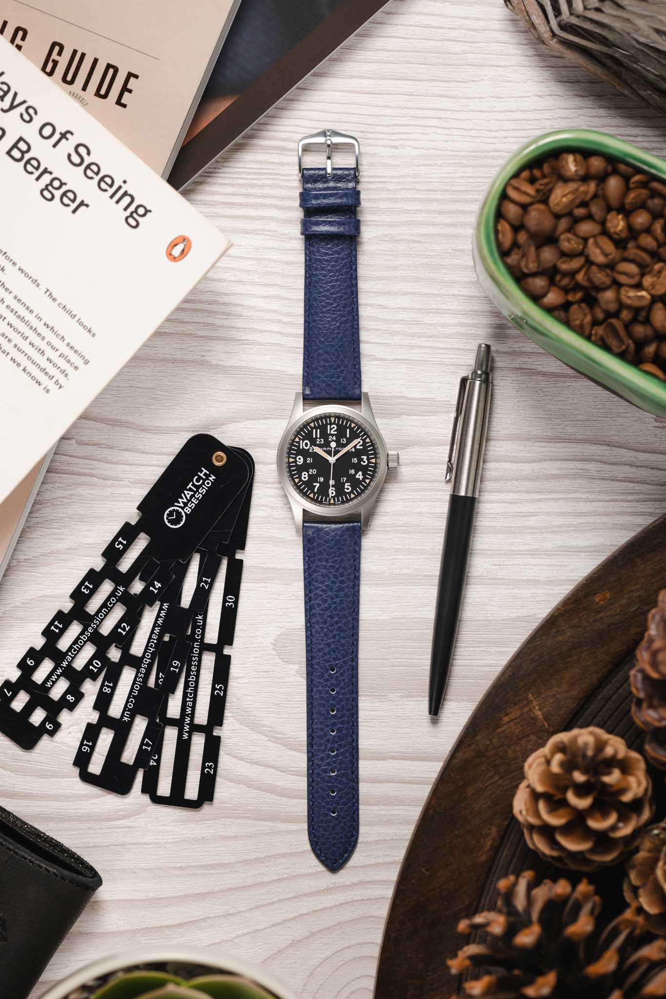 blue calf leather watch strap 