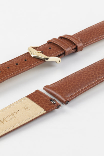 Hirsch KANSAS Buffalo Embossed Calf Leather in GOLD BROWN