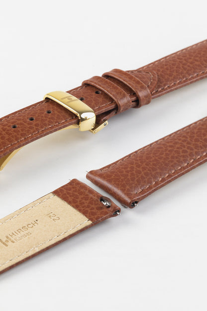 Hirsch KANSAS Buffalo Embossed Calf Leather in GOLD BROWN