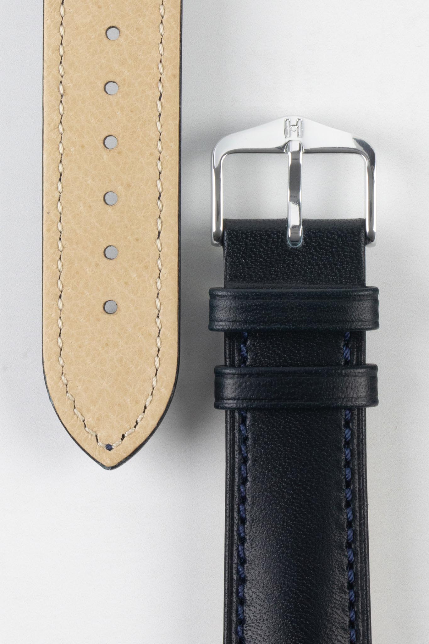 Hirsch KENT Textured Natural Leather Watch Strap in DEEP BLUE