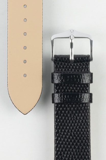 Hirsch LIZARD Leather Watch Strap in BLACK