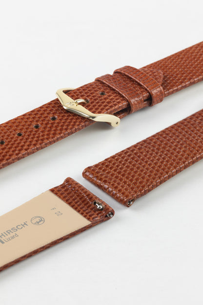 hirsch lizard gold brown strap 