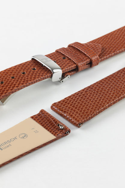 hirsch lizard gold brown strap 