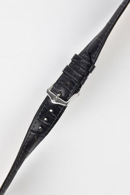 Hirsch LONDON Matt Alligator Leather Watch Strap in BLACK