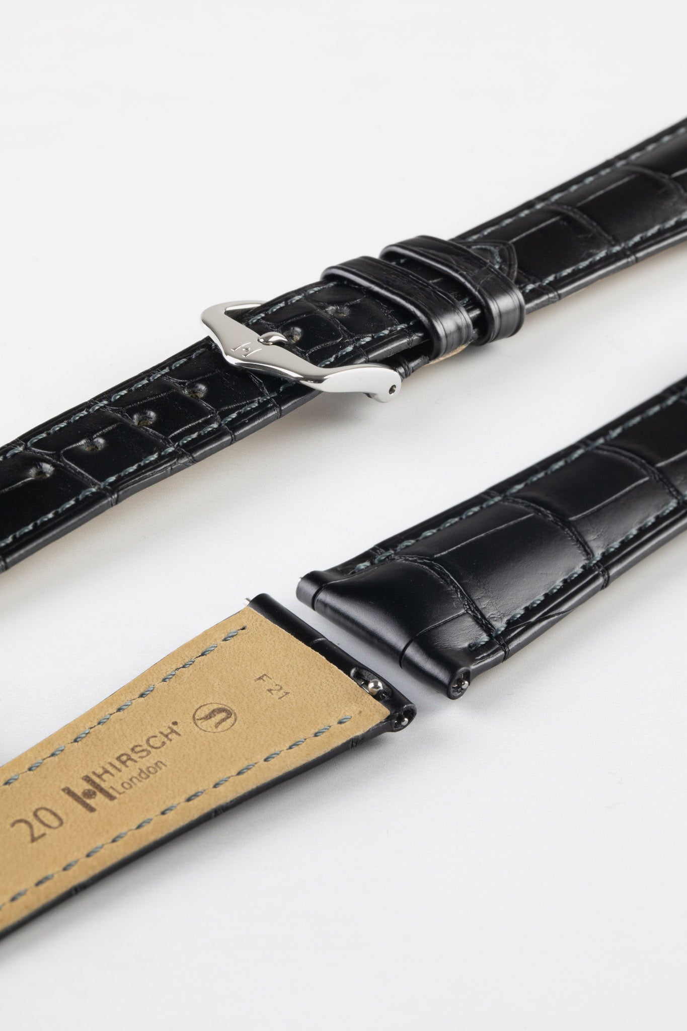 Hirsch LONDON Matt Alligator Leather Watch Strap in BLACK