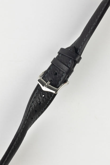 Hirsch Lucca Black Strap with silver buckle