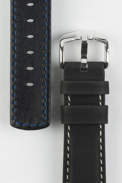 Hirsch MARINER Water-Resistant Leather Watch Strap in BLACK