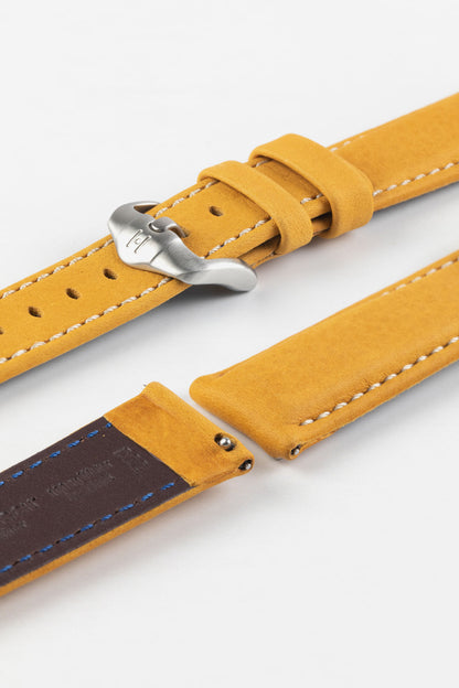 Hirsch MARINER Water-Resistant Leather Watch Strap in GOLD BROWN