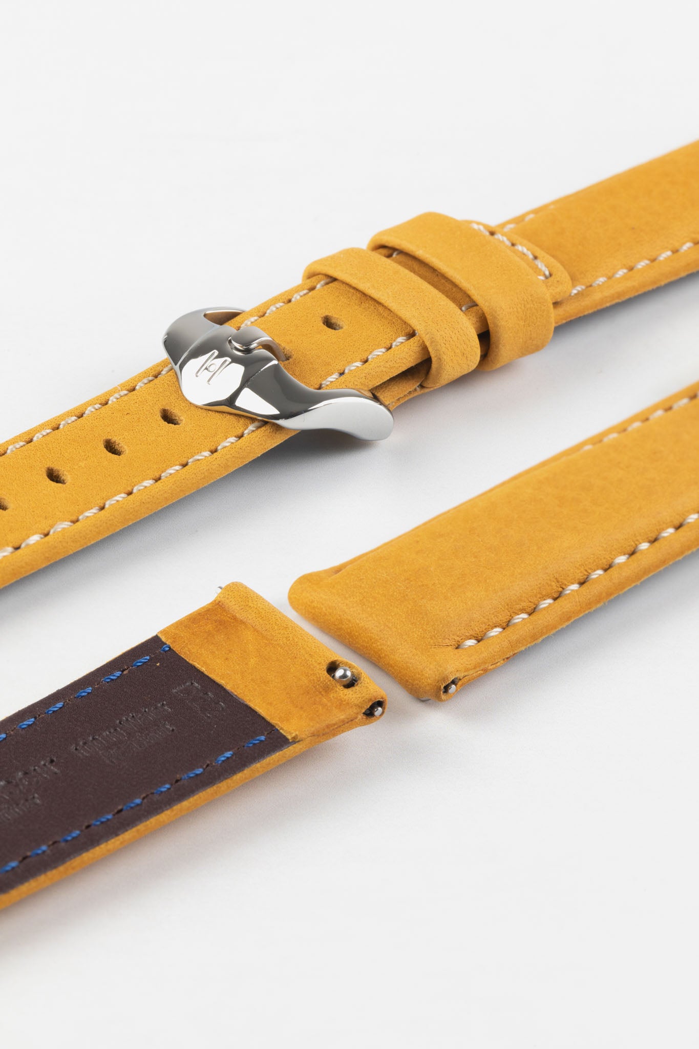 Hirsch MARINER Water-Resistant Leather Watch Strap in GOLD BROWN