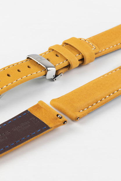 Hirsch MARINER Water-Resistant Leather Watch Strap in GOLD BROWN