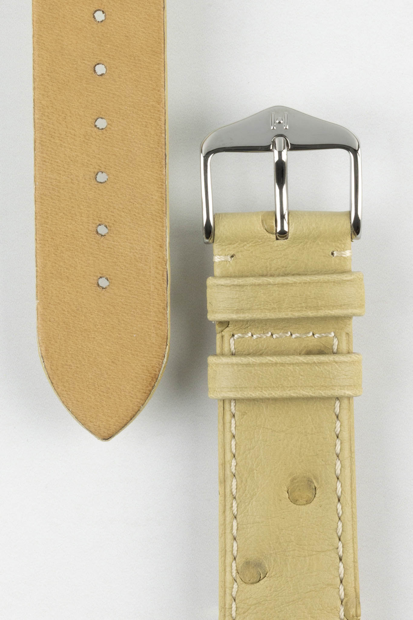  Hirsch Massai Ostrich Leather Watch Strap - Golden