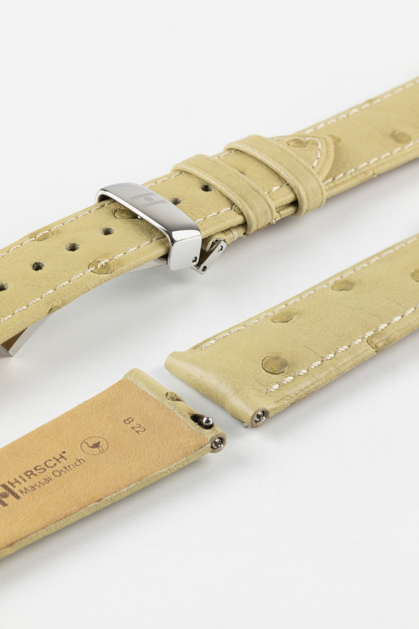 Hirsch Massai Ostrich Watch Strap, Gold Brown