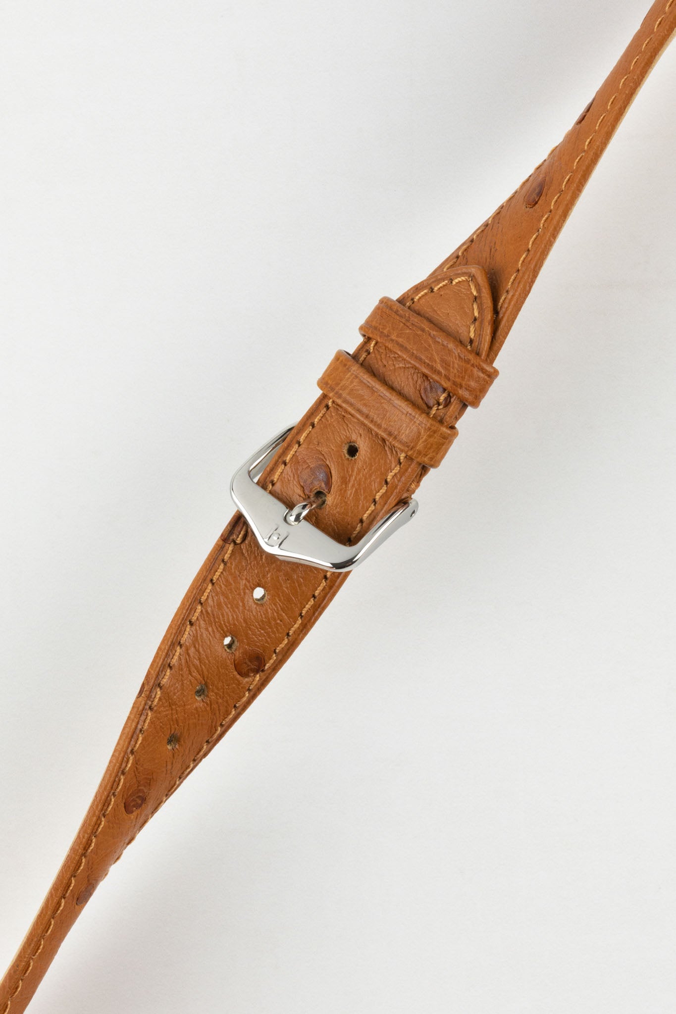 Hirsch MASSAI OSTRICH Leather Watch Strap in GOLD BROWN