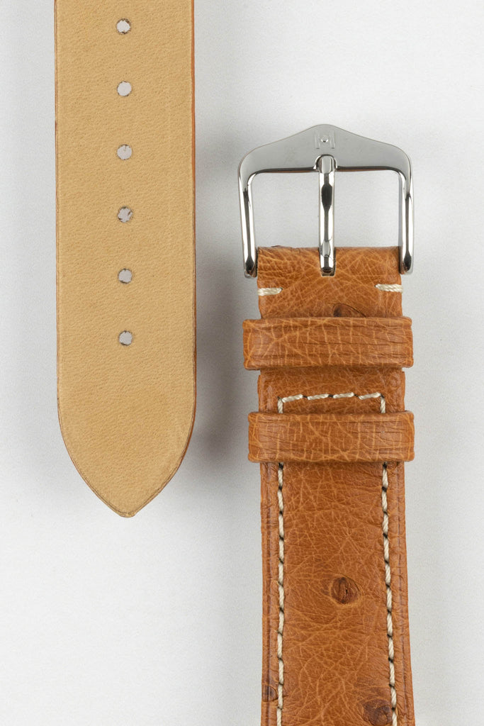 brown leather watch strap white stitching
