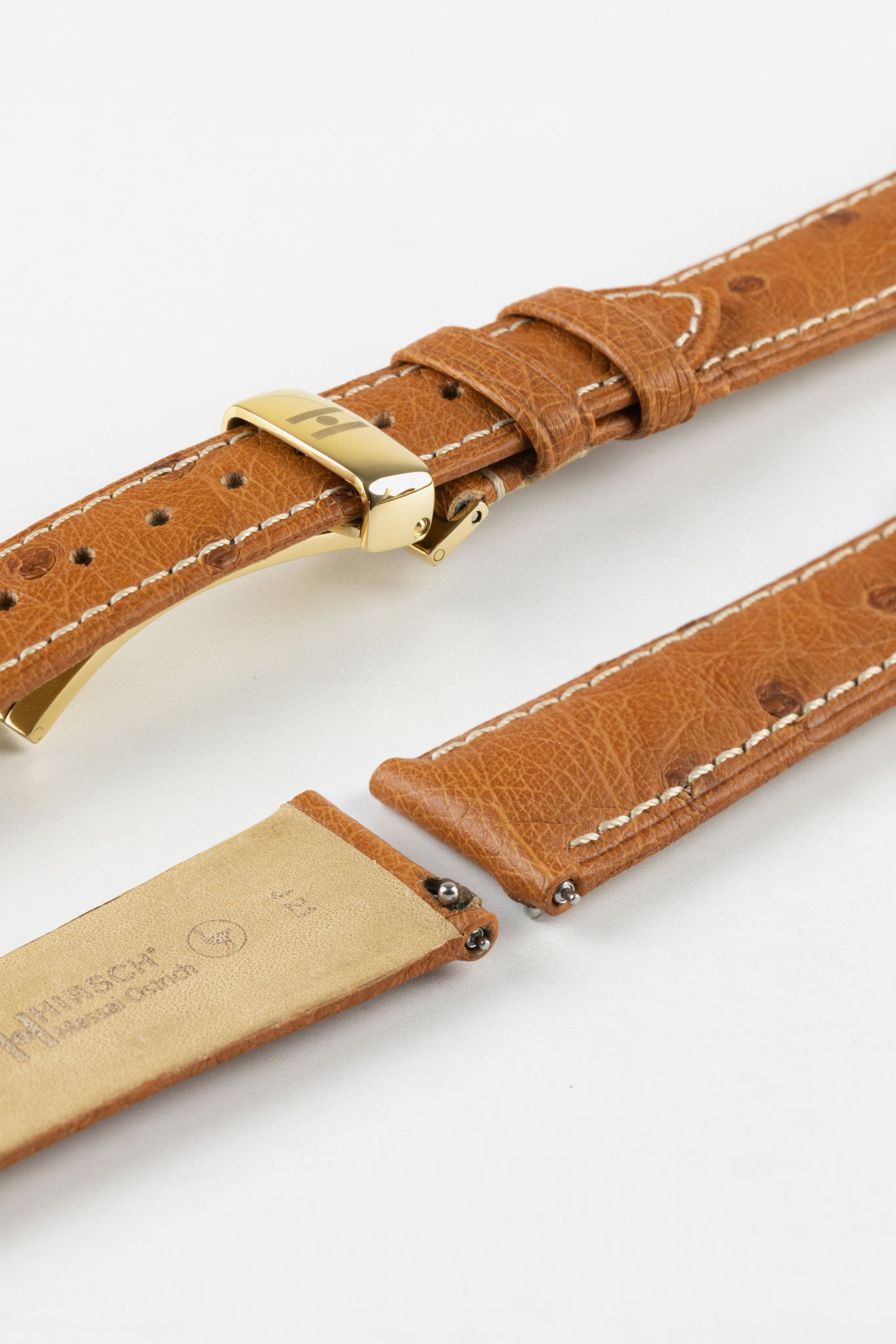 brown leather watch strap white stitching