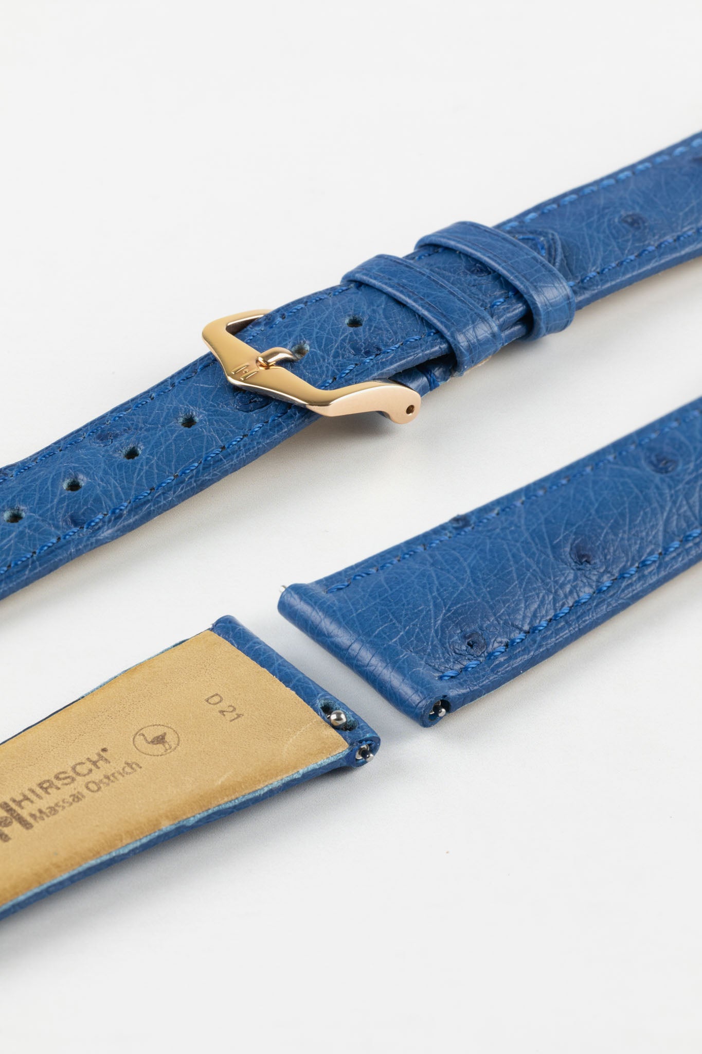 Hirsch MASSAI OSTRICH Leather Watch Strap in ROYAL BLUE