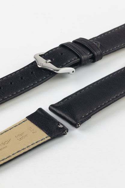 Hirsch MERINO Nappa Leather Watch Strap in BLACK