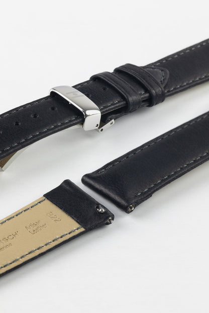 Hirsch MERINO Nappa Leather Watch Strap in BLACK