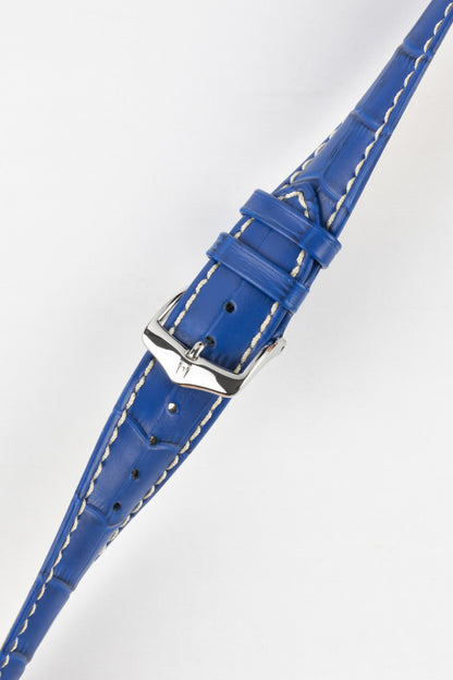 Hirsch MODENA Alligator Embossed Leather Watch Strap in ROYAL BLUE