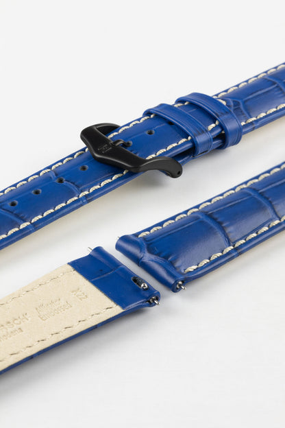 Hirsch MODENA Alligator Embossed Leather Watch Strap in ROYAL BLUE