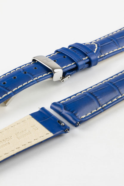 Hirsch MODENA Alligator Embossed Leather Watch Strap in ROYAL BLUE