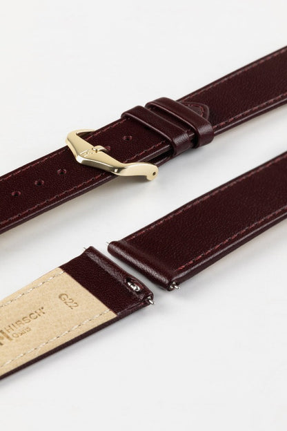 burgundy leather watch strap