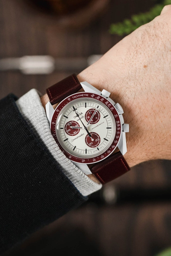burgundy leather watch strap