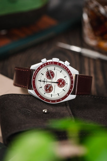 burgundy leather watch strap