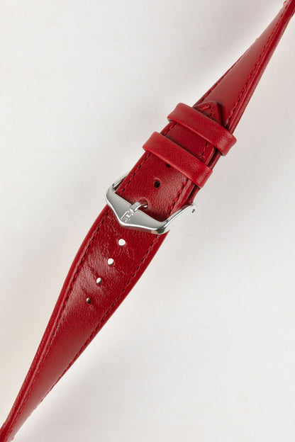 Hirsch OSIRIS Calf Leather Watch Strap in RED