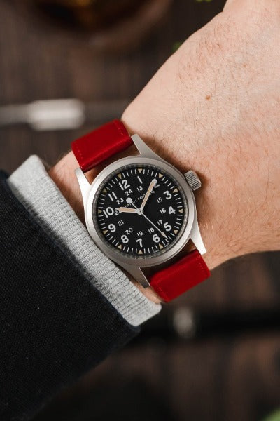 Hirsch OSIRIS Calf Leather Watch Strap in RED