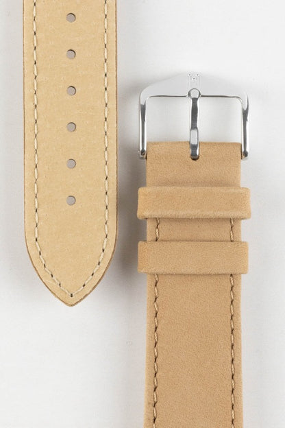 Hirsch OSIRIS Calf Leather with Nubuck Effect Watch Strap in BEIGE