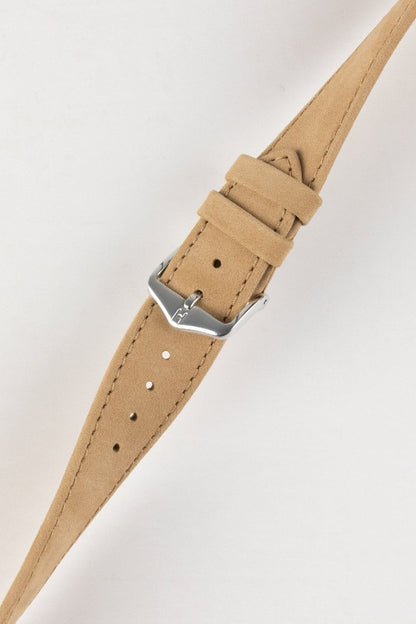 Hirsch OSIRIS Calf Leather with Nubuck Effect Watch Strap in BEIGE