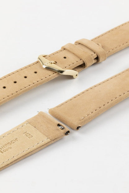 Hirsch OSIRIS Calf Leather with Nubuck Effect Watch Strap in BEIGE