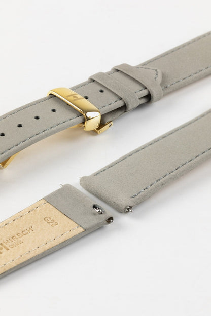 Hirsch OSIRIS Calf Leather with Nubuck Effect Watch Strap in GREY