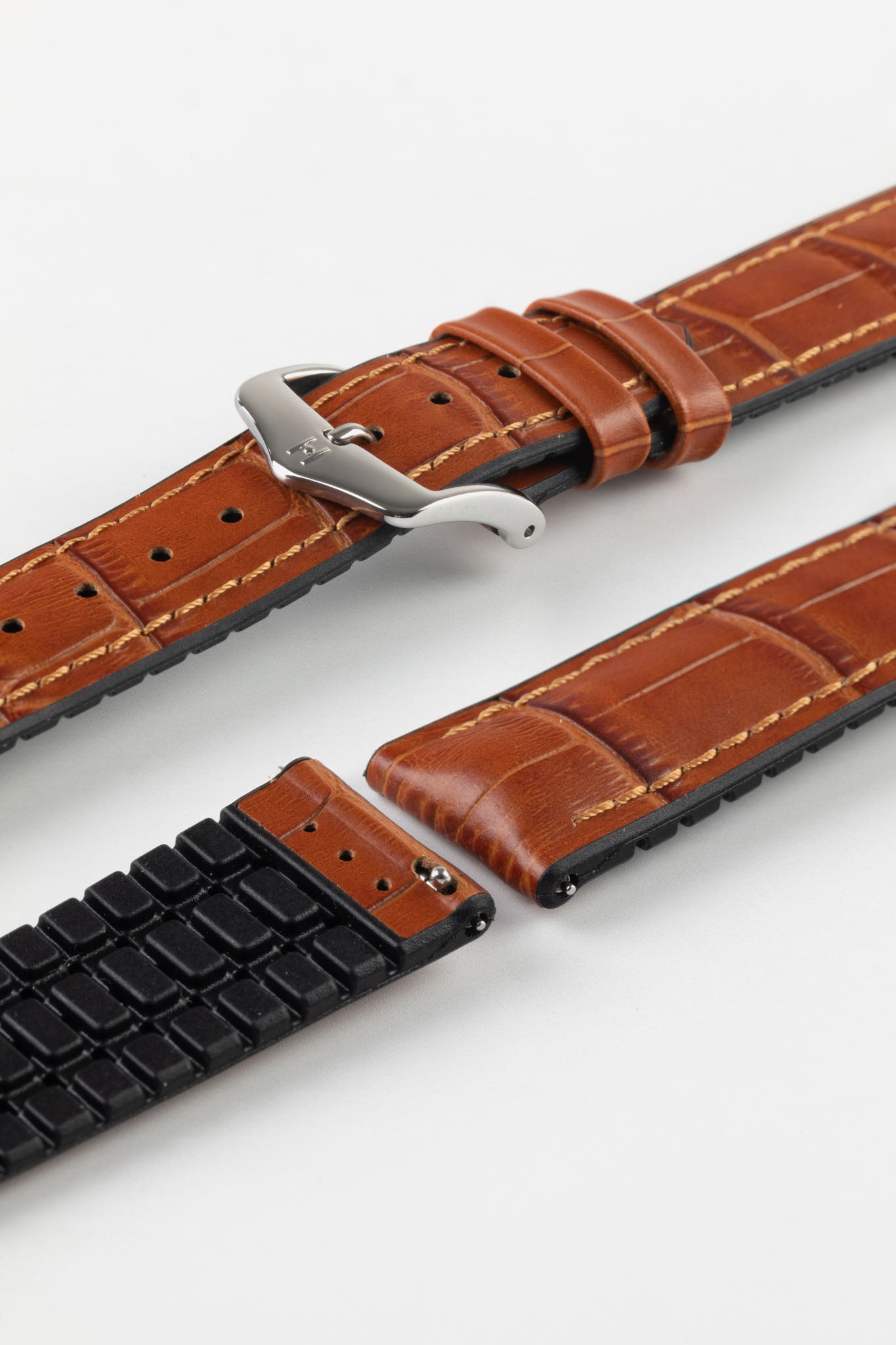 Hirsch PAUL Alligator Embossed Performance Watch Strap in HONEY