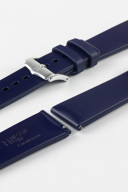 Hirsch PURE Natural Rubber Watch Strap in BLUE