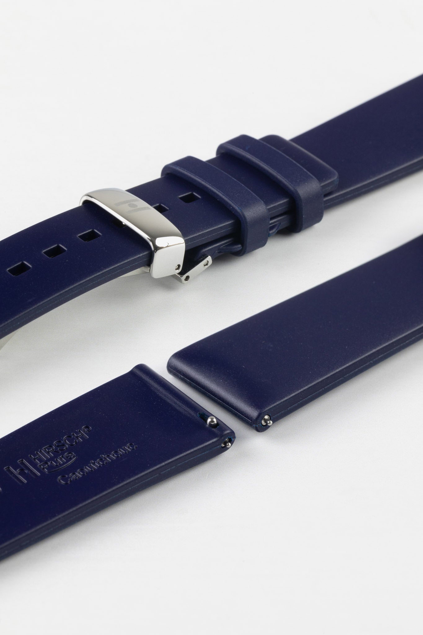 Hirsch PURE Natural Rubber Watch Strap in BLUE