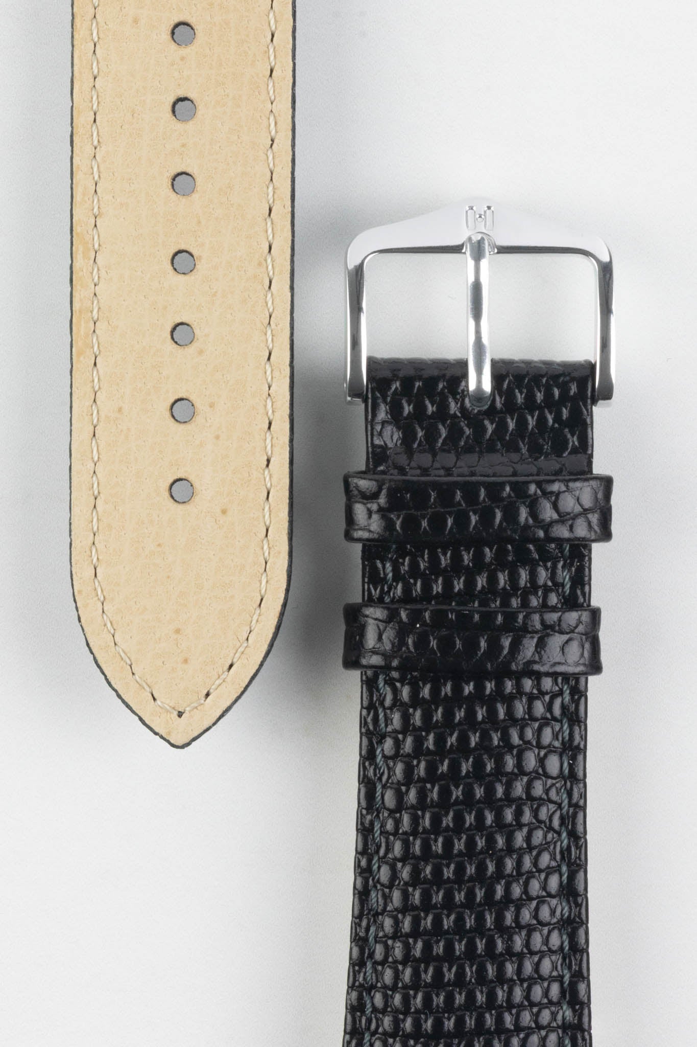 Brilliant Black Lizard Leather Watch Strap