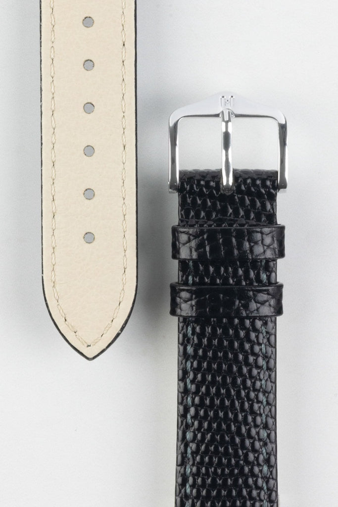 hirsch rainbow leather watch strap in black strap