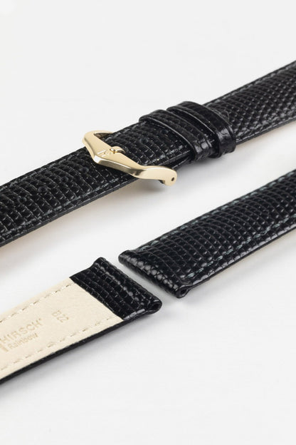 hirsch rainbow leather watch strap in black strap