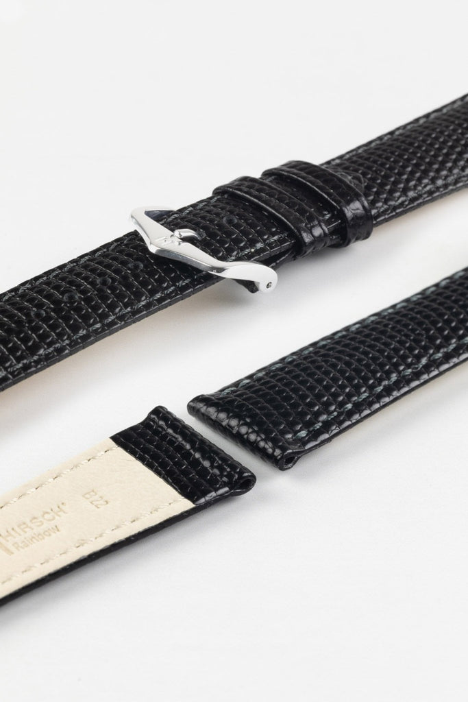 hirsch rainbow leather watch strap in black strap