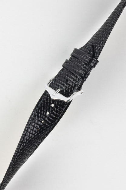 Hirsch RAINBOW Lizard Embossed Open Ended Watch Strap in BLACK