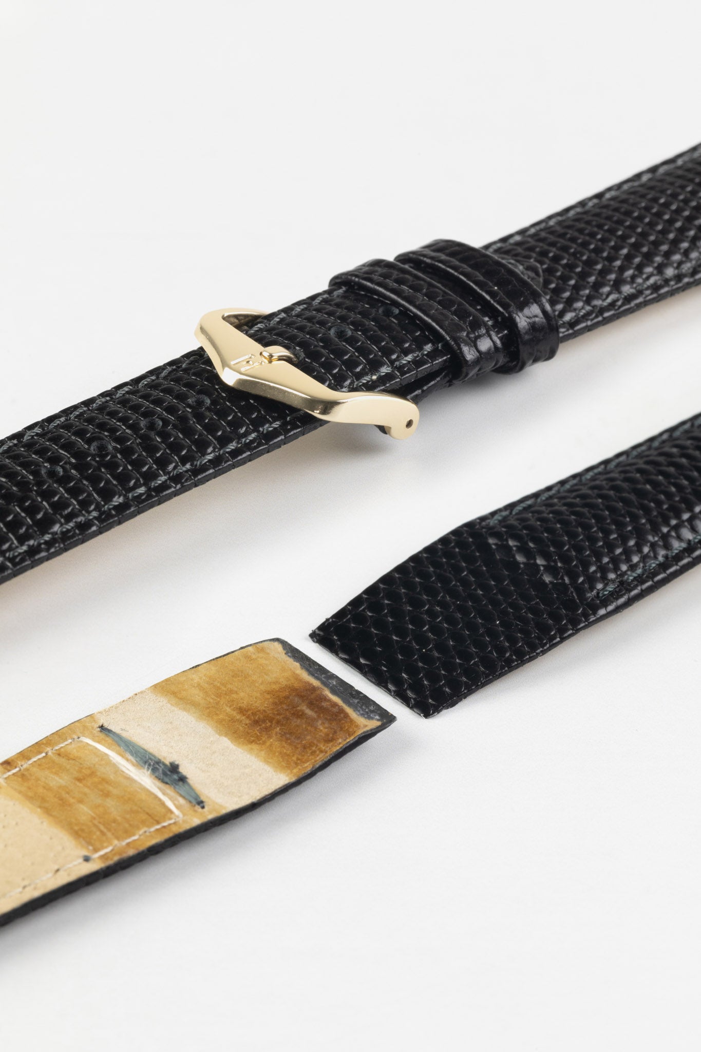 Hirsch RAINBOW Lizard Embossed Open Ended Watch Strap in BLACK