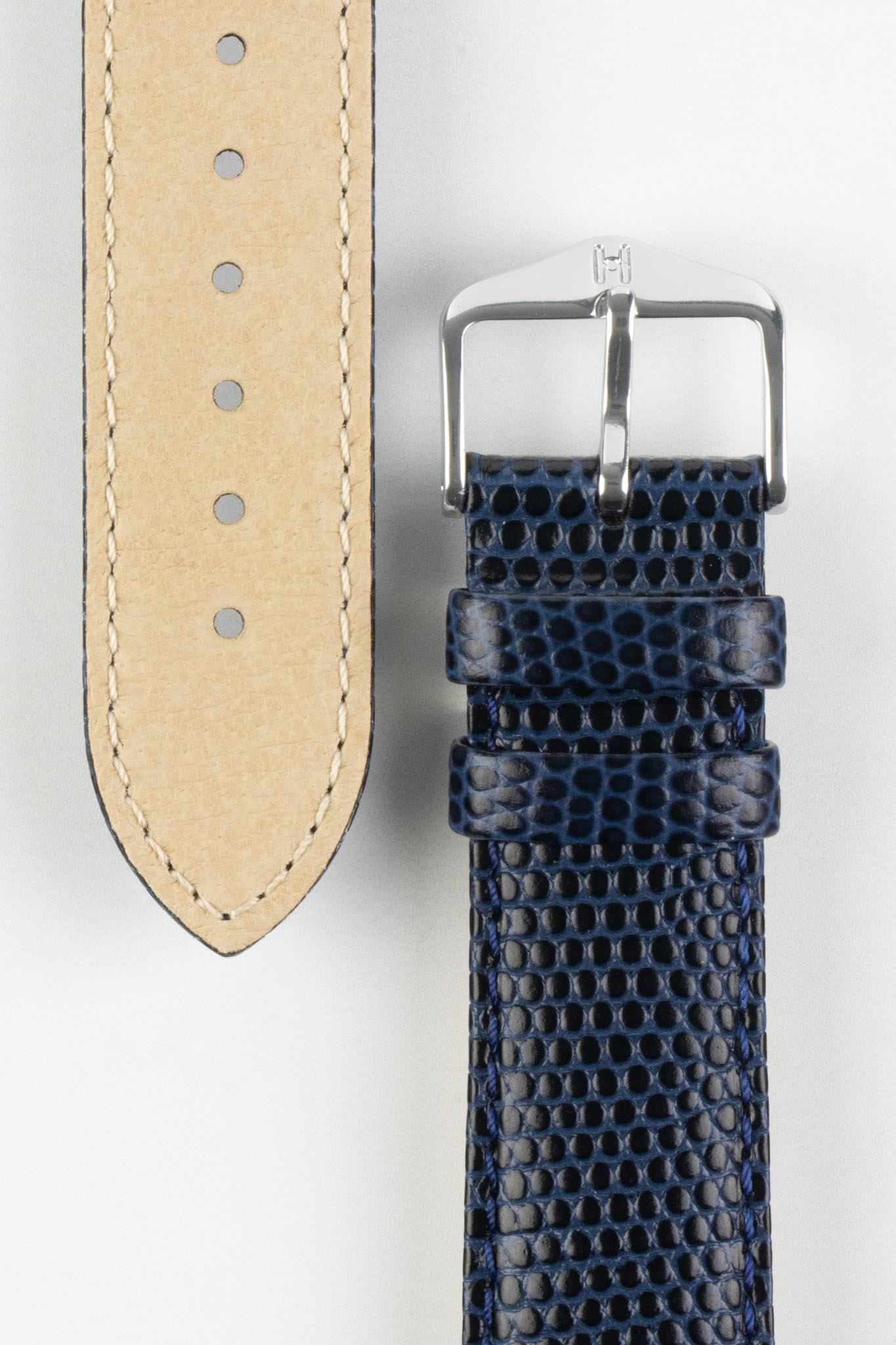 Hirsch RAINBOW Lizard Embossed Leather Quick-Release Watch Strap in BLUE